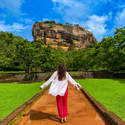 Girl Looking At Sigiriya Rock Fortress